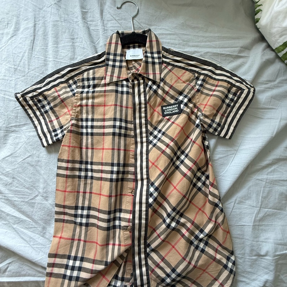 Burberry Tan and Black Casual Button Down Shirt